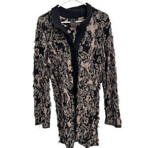 Nic & Zoe Tan Grey Textured Button Wool Blend Front Long Cardigan Size L‎